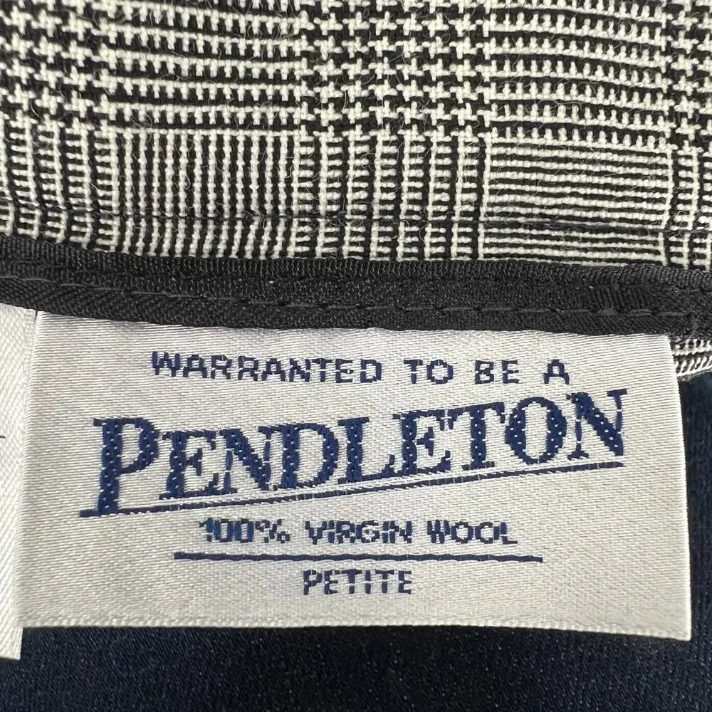 PENDLETON 100% Virgin Wool Plaid Houndstooth Pleated Skirt 10 Petite  SchoolGirl